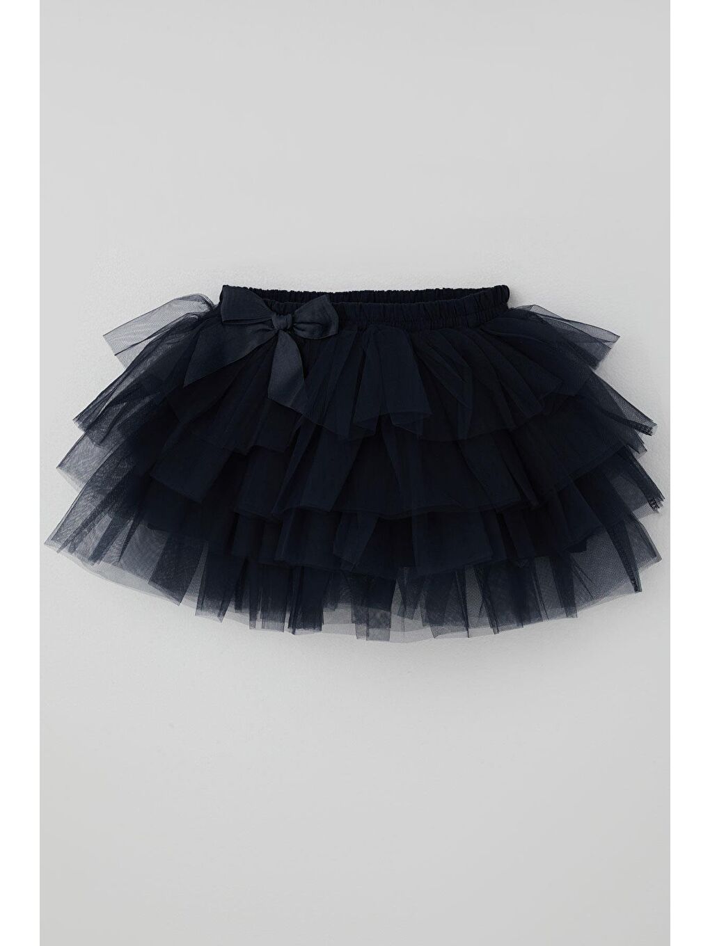 Kız Çocuk Tütü Etek Tül Detaylı Katlı Fiyonk Aksesuarlı Lacivert (4-8 Yaş)-2