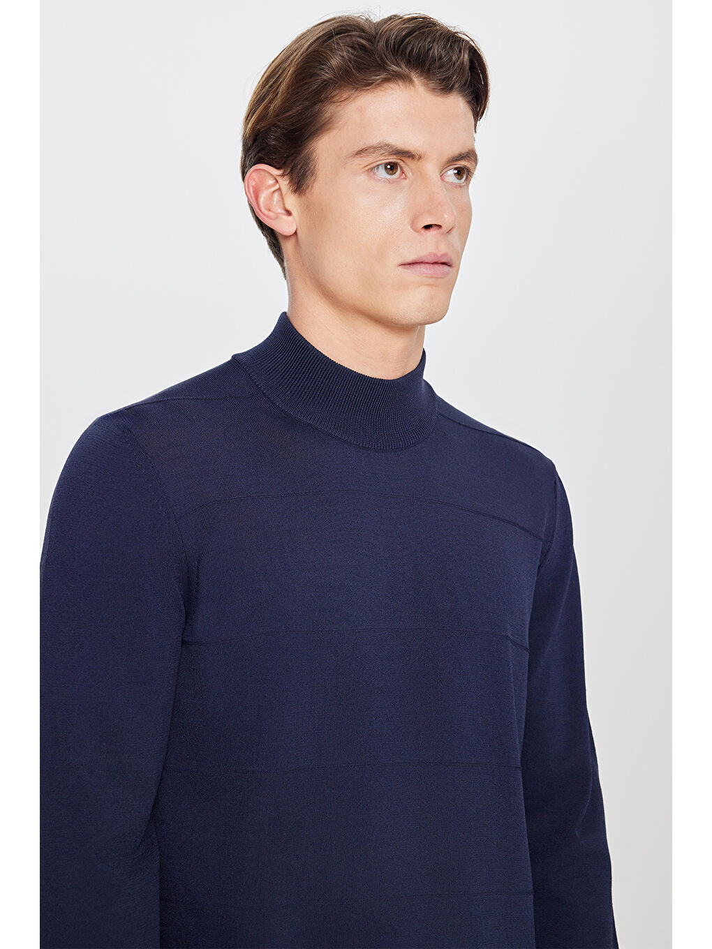 Erkek Lacivert Balıkçı Yaka Kazak-3