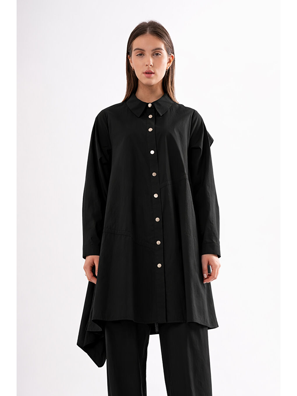 Arkası Fermuar Detaylı Paper Touch Tunik 116 Siyah