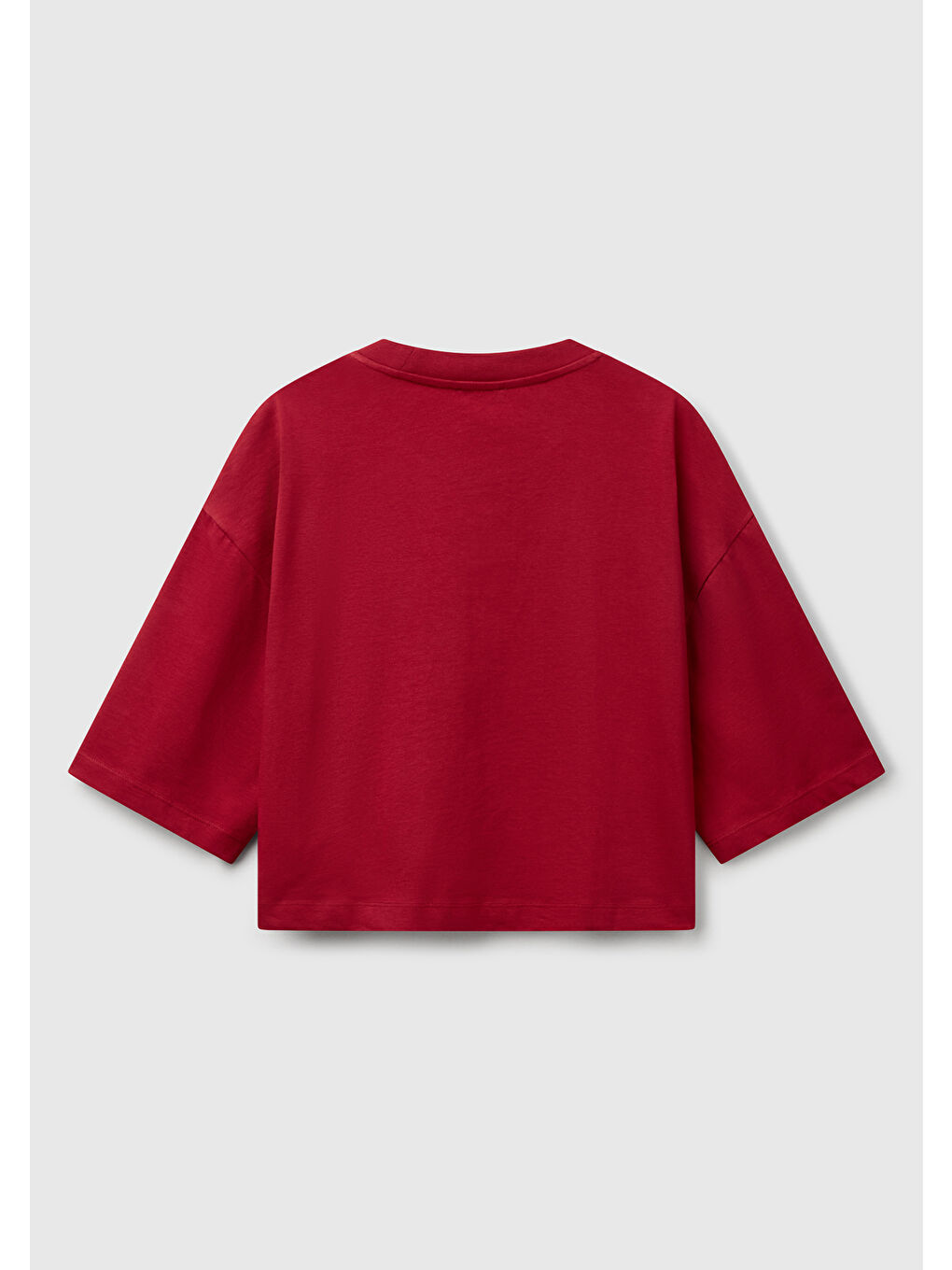 United Colors Of Benetton Kadın Bordo 100 Pamuk Çiçek Desenli Boxy Fit T Shirt - 3
