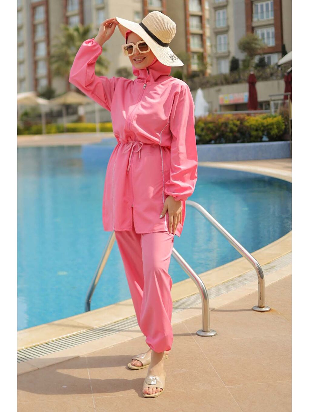 Tesettür Mayo Takımı Pembe - 27096-1