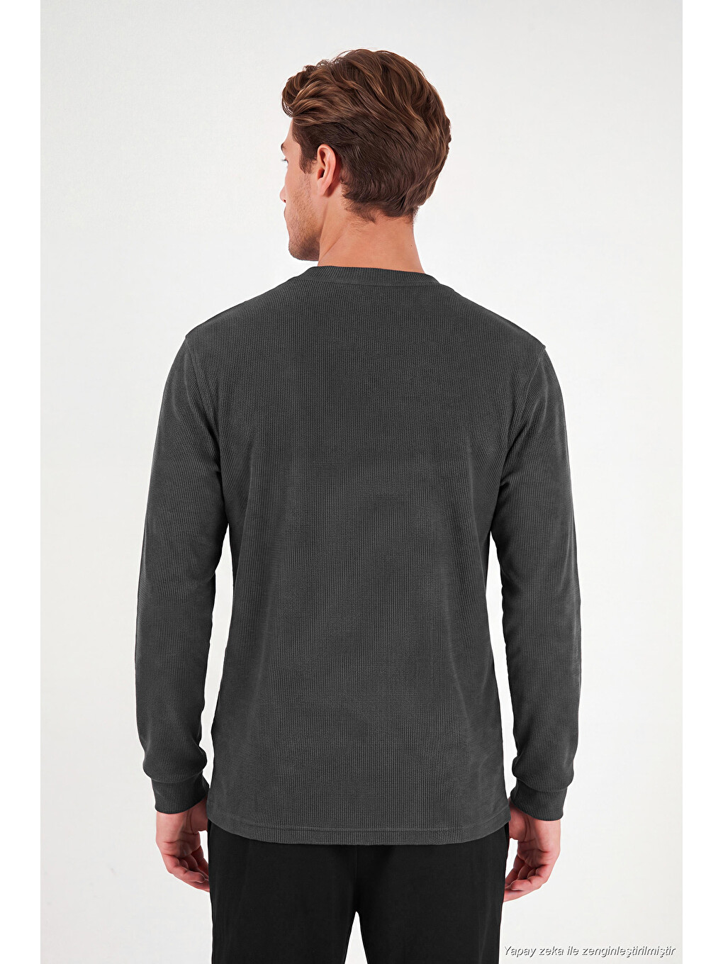 Antrasit Pamuk Karışımlı Relaxed Fit Bisiklet Yaka Sweat 5905837-6