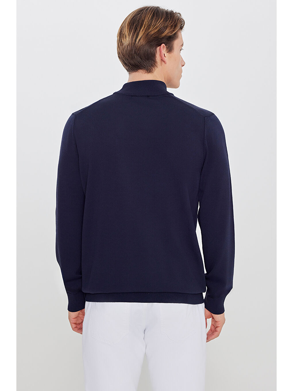 Erkek Lacivert Balıkçı Yaka Kazak-4