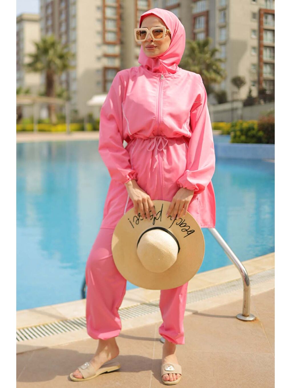 Tesettür Mayo Takımı Pembe - 27096-2