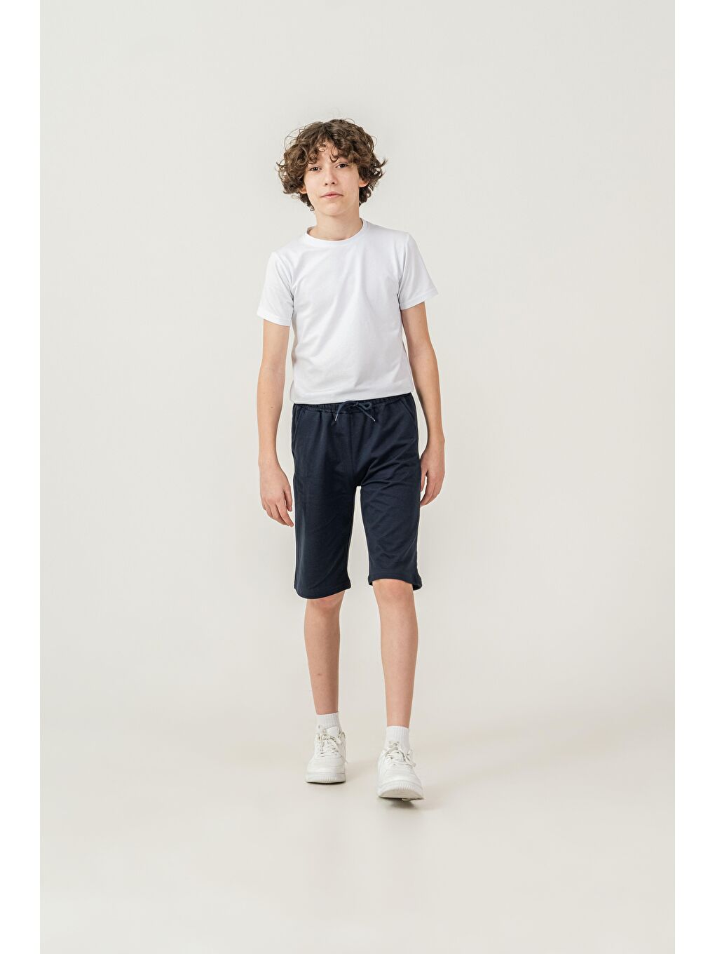 Lacivert Düz Basic 2 İp Erkek Çocuk Şort