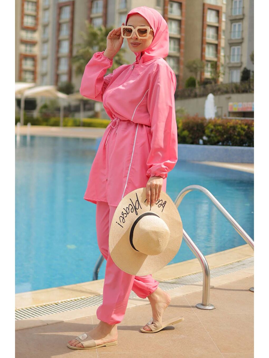 Tesettür Mayo Takımı Pembe - 27096-3