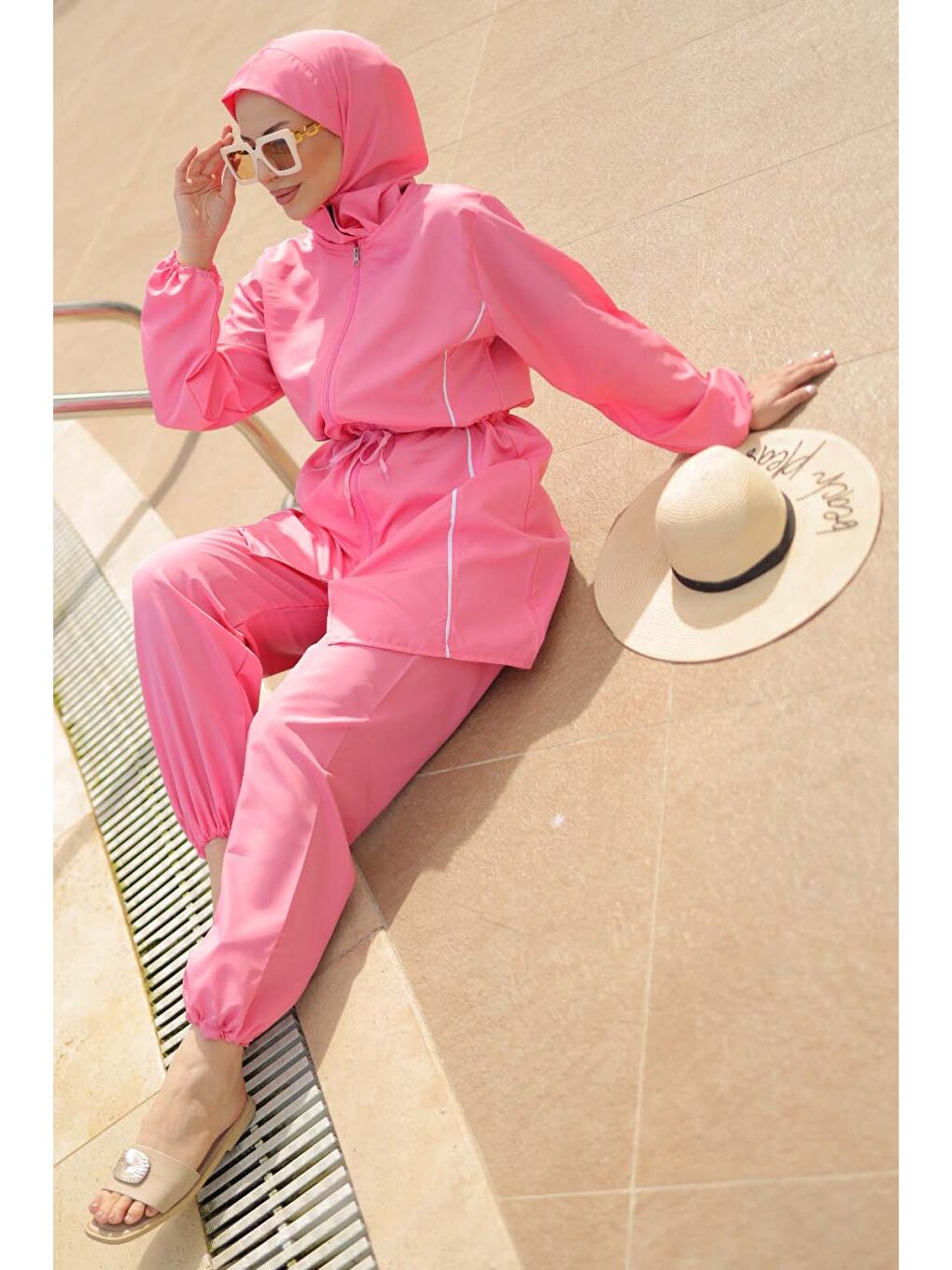 Tesettür Mayo Takımı Pembe - 27096-4