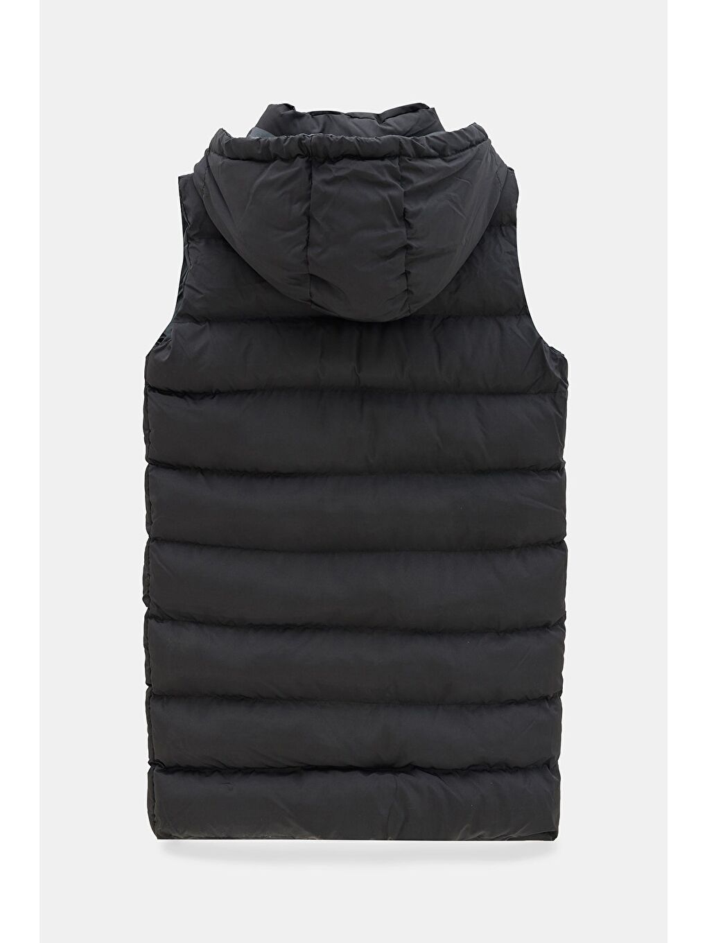 Siyah Kadın Regular Fit Dik Yaka Kapüşonlu Fermuarlı Cepli Şişme Yelek - Su Geçirmez-5