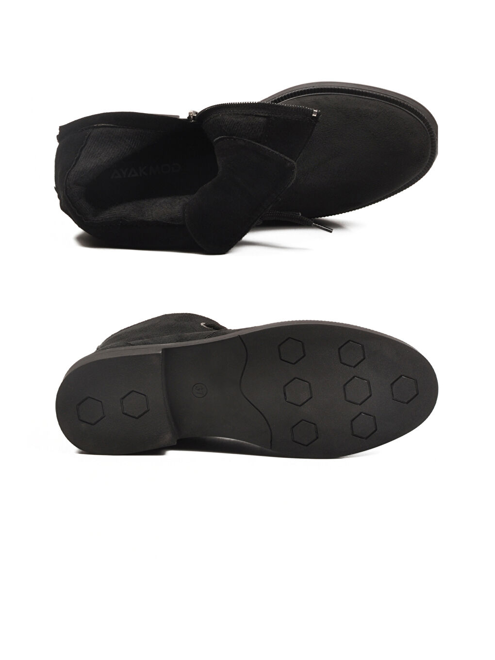 Siyah Süet Bağcıklı Fermuarlı Kaymaz Kadın Bot 284098 Z-4