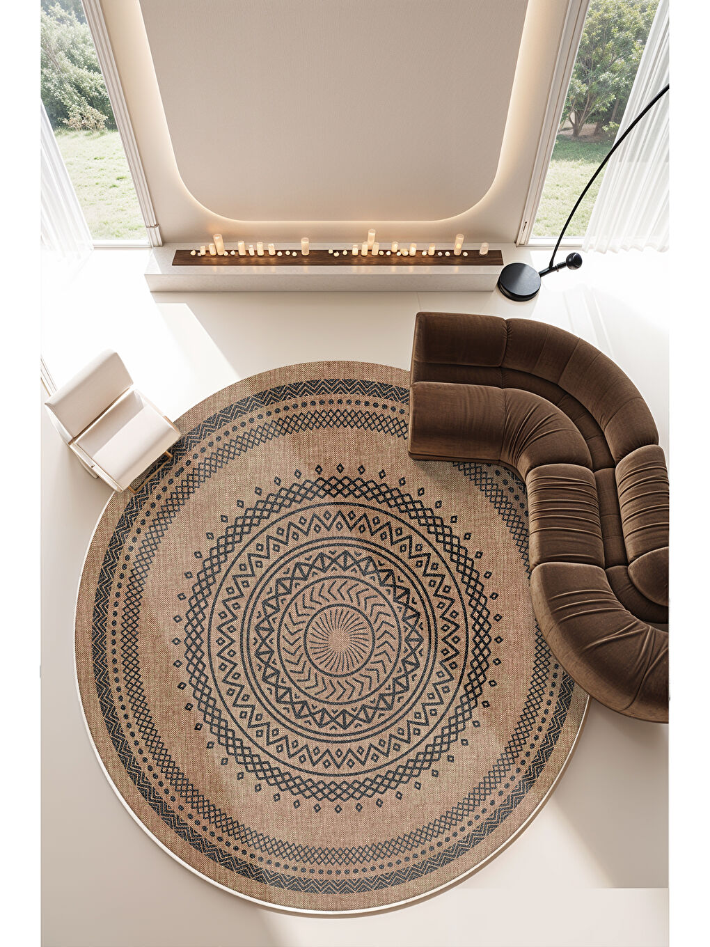 Kahverengi Dekoratif Soft Modern Kaymaz Yıkanabilir Salon Halısı Mutfak Halısı Koridor Halısı Yolluk-2