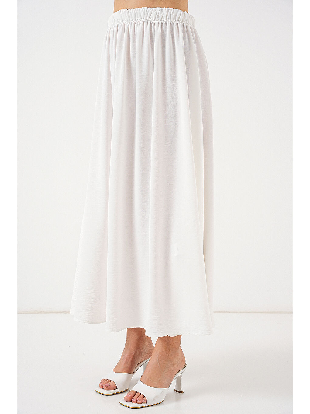 Kadın Uzun Ayrobin Etek 8050 - Beyaz-1