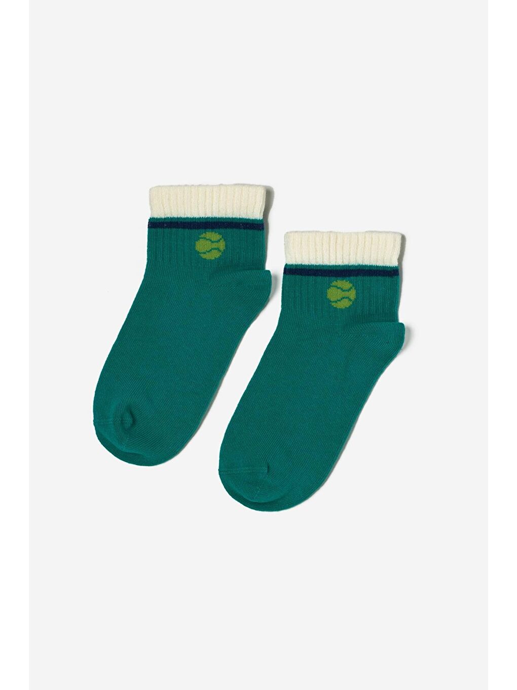 Yeşil Çocuk Tenis Desenli 4'Lü Paket Soket Çorap-2