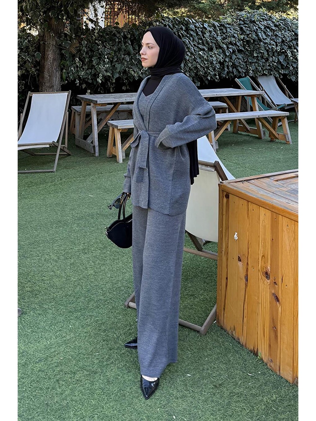 Üçlü Triko Takım Antrasit-1