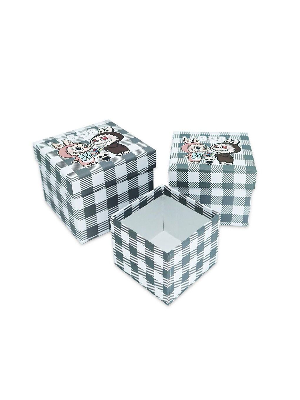 Yeşil Labubu Seri  1 Desenli 3 lü Hediye  Kutusu Seti   Mini Kutu Seti-1