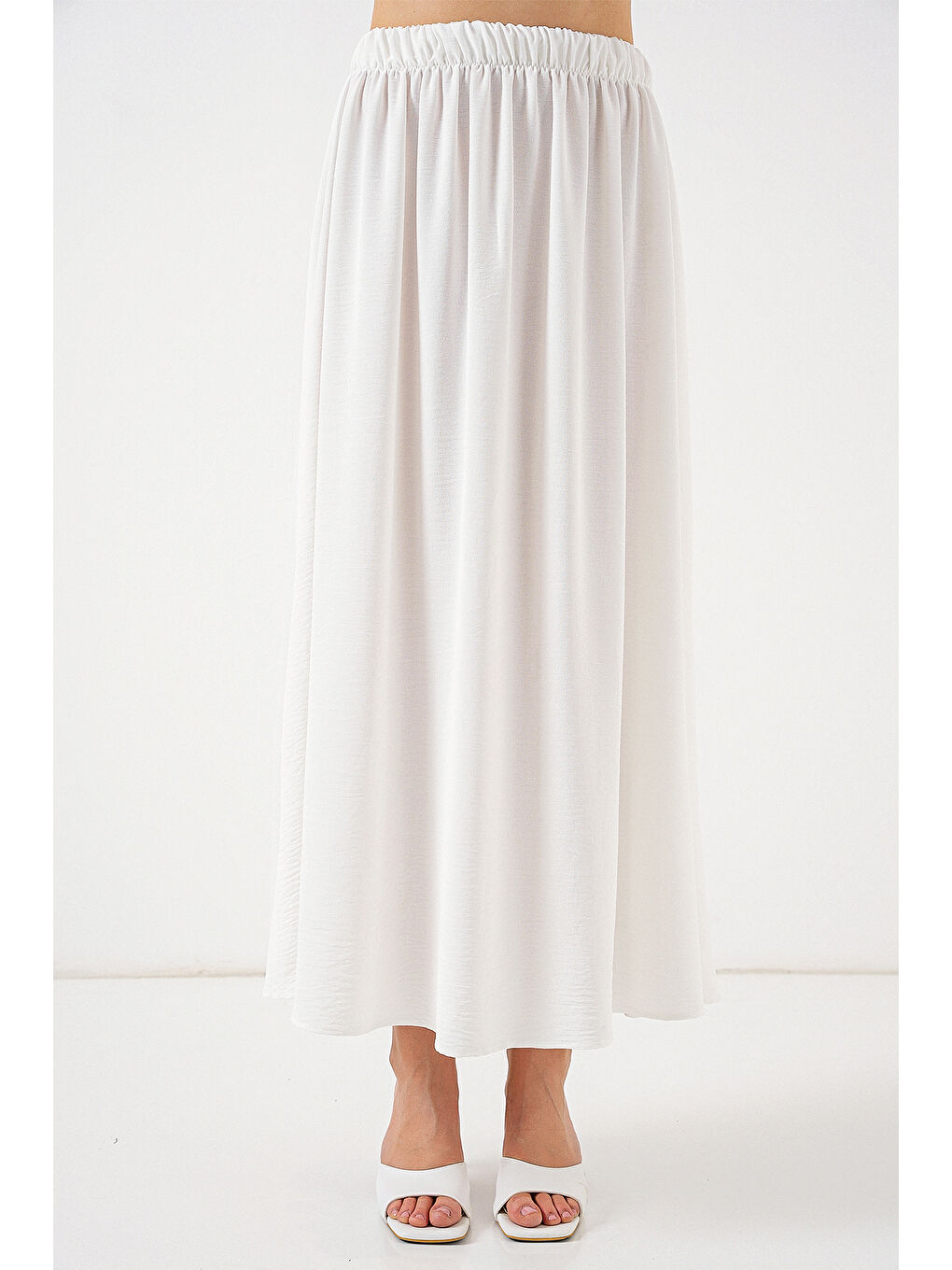 Kadın Uzun Ayrobin Etek 8050 - Beyaz-3