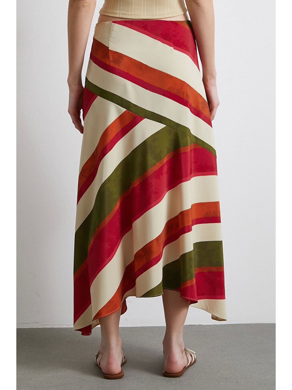 Chery Çizgili Verev Etek Bej-5