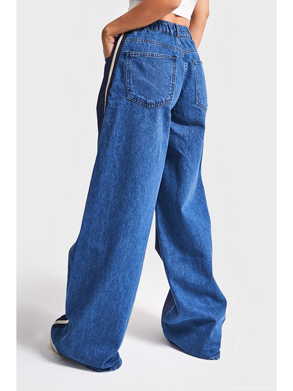 Mavi Kadın Jean Rengi 1w5-5 Palazzo Fit Bol Kesim Parçalı Kumaş Özel Tasarım Denim Pantolon-2