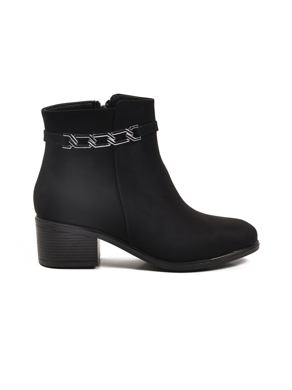 Bordo Siyah Zümrüt Fermuarlı Polarlı Kadın Topuklu Bot 325131 Z-1