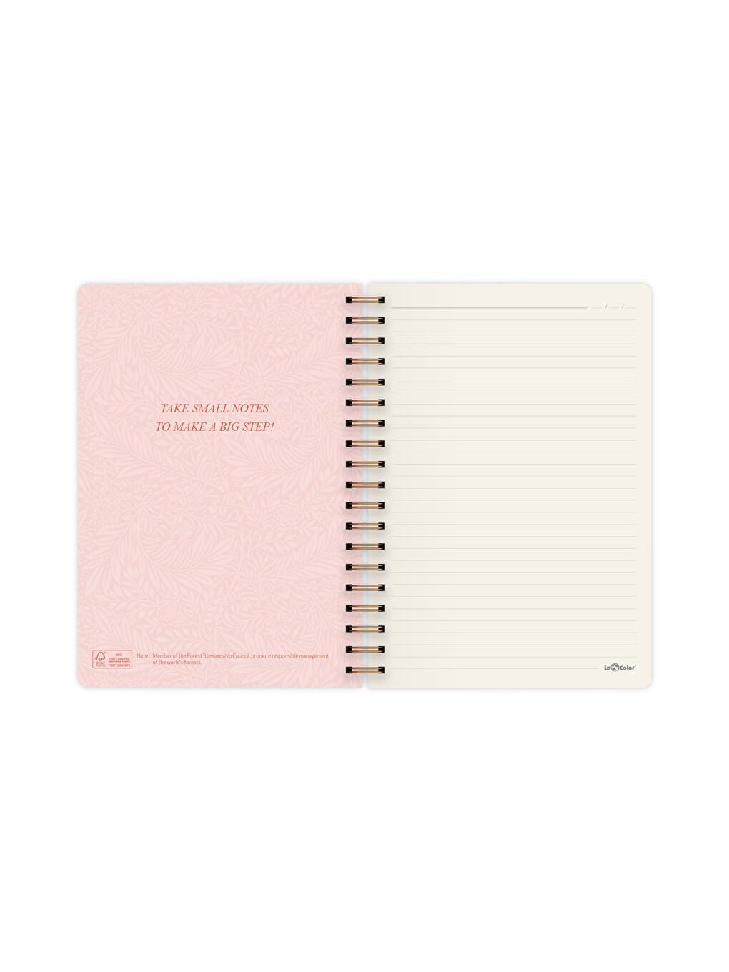 Botanical Spiralli Defter Çizgili Pembe 17x24 cm-1