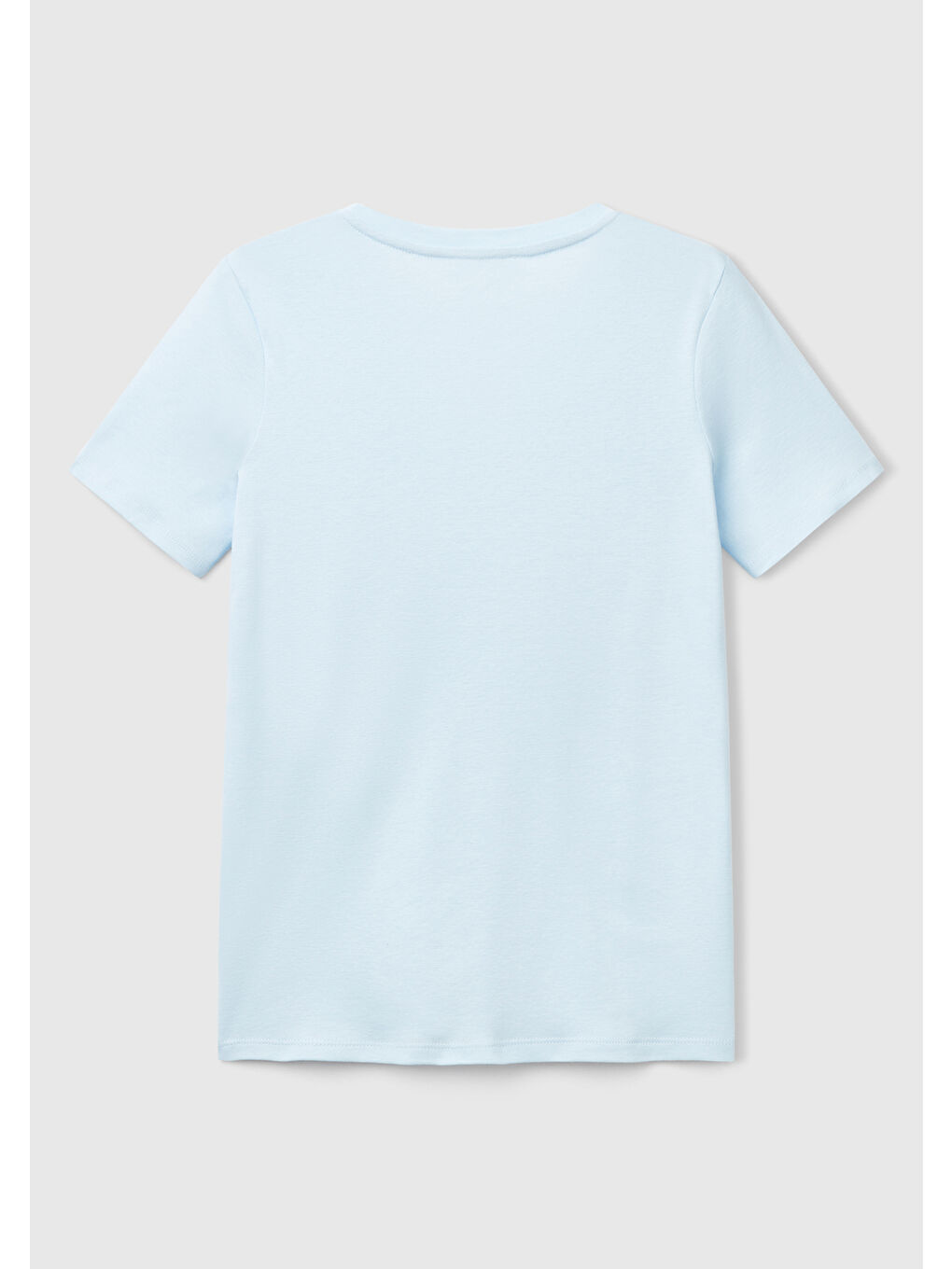 Kadın Açık Mavi %100 Pamuk V Yaka Basic Tişört-1
