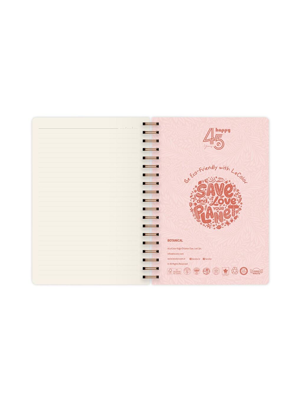 Botanical Spiralli Defter Çizgili Pembe 17x24 cm-3