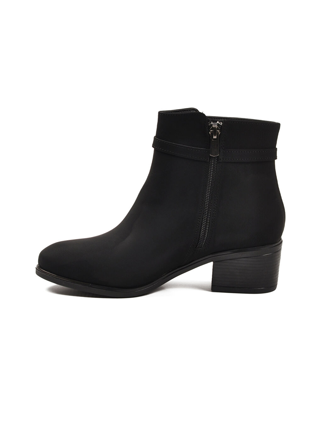 Bordo Siyah Zümrüt Fermuarlı Polarlı Kadın Topuklu Bot 325131 Z-3