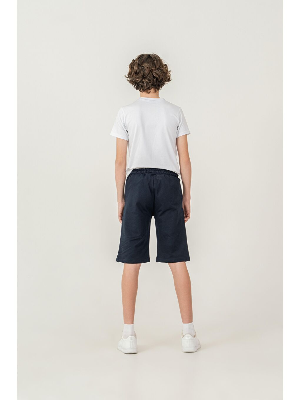 Lacivert Düz Basic 2 İp Erkek Çocuk Şort-4