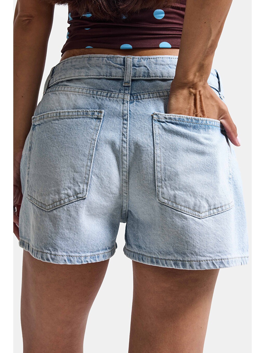 Mavi Kadın Ice 4s6-3 Mini Boy Kemer Detaylı Denim Şort-2