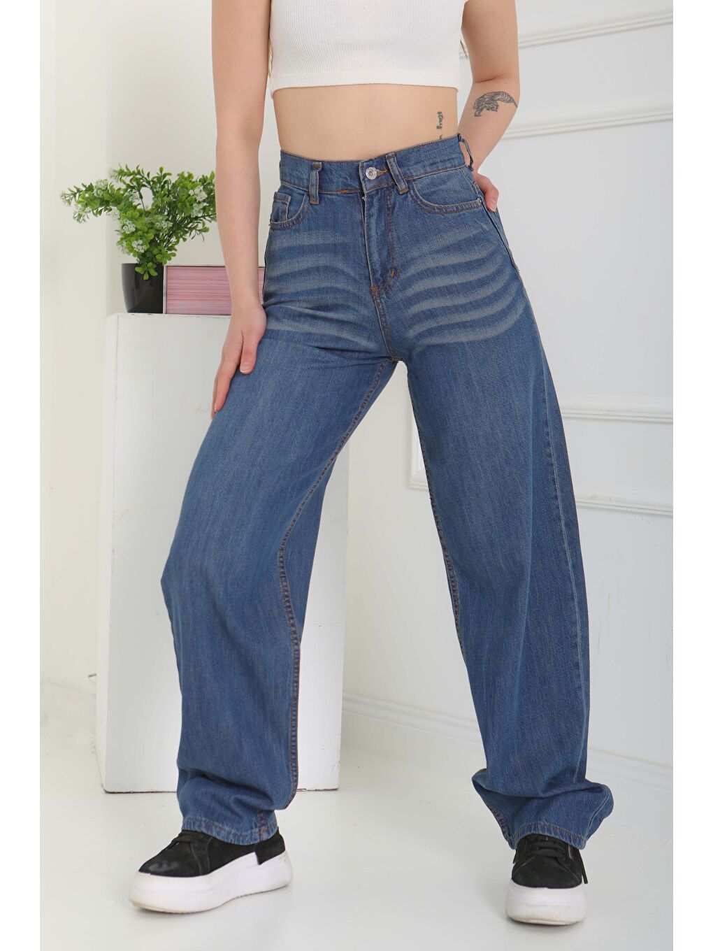 Baggy Jean Pantolon Koyu Mavi   27098