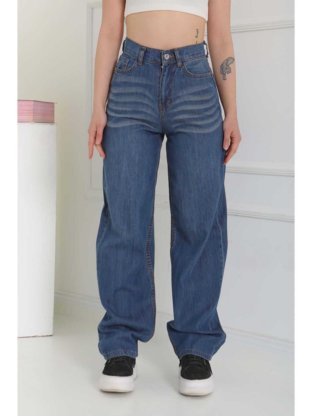 Baggy Jean Pantolon Koyu Mavi   27098-1