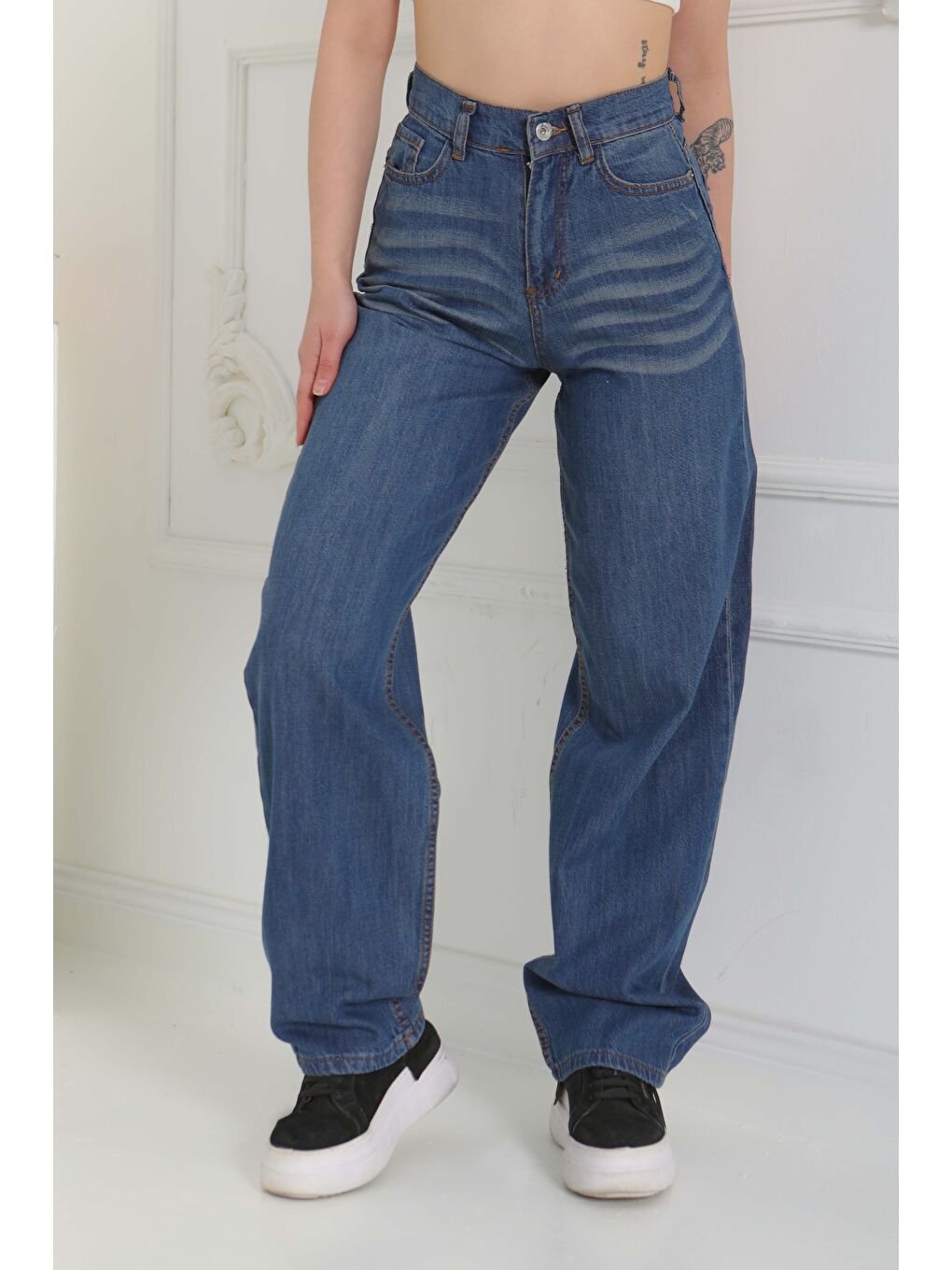 Baggy Jean Pantolon Koyu Mavi   27098-2