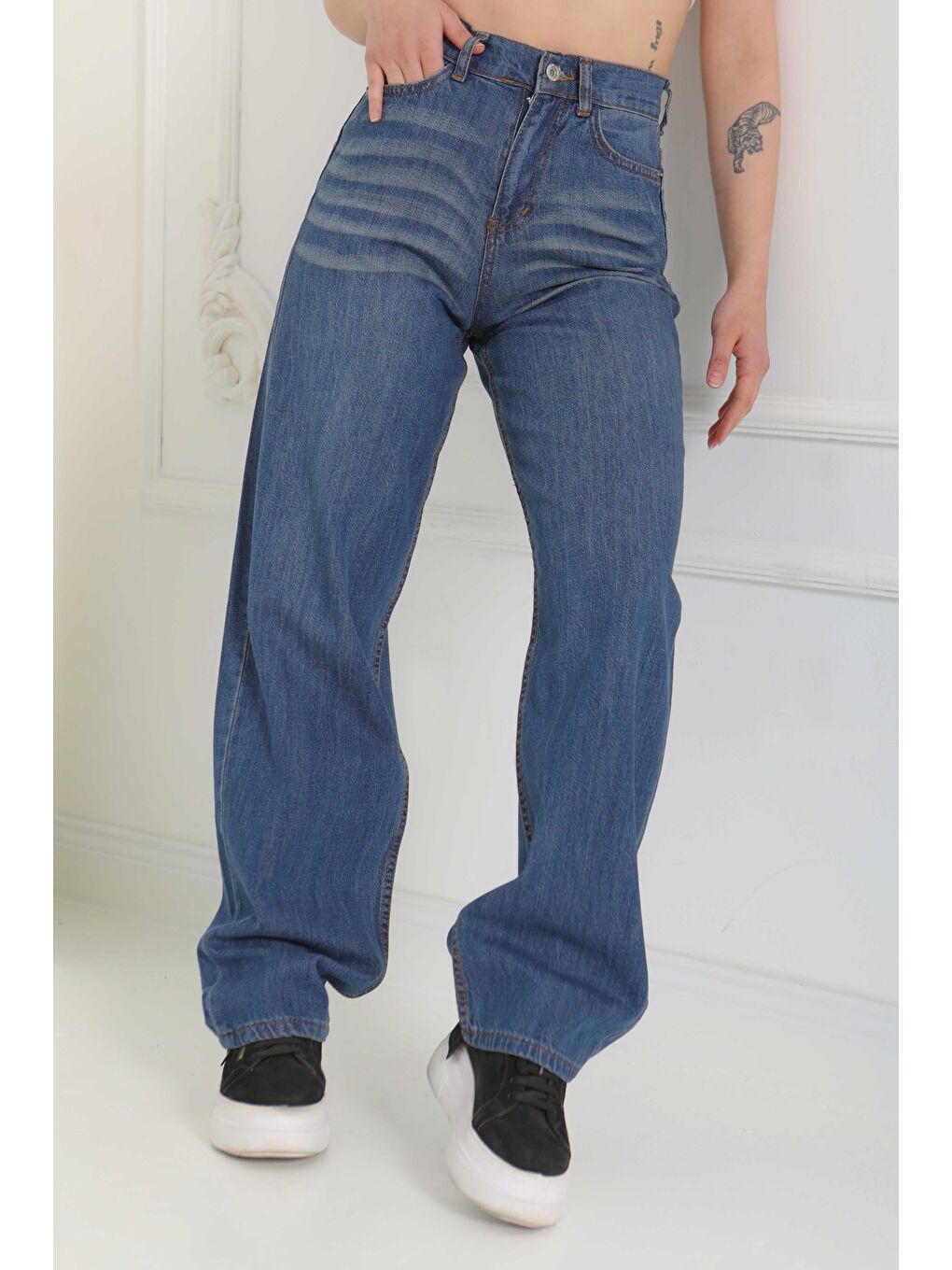 Baggy Jean Pantolon Koyu Mavi   27098-4