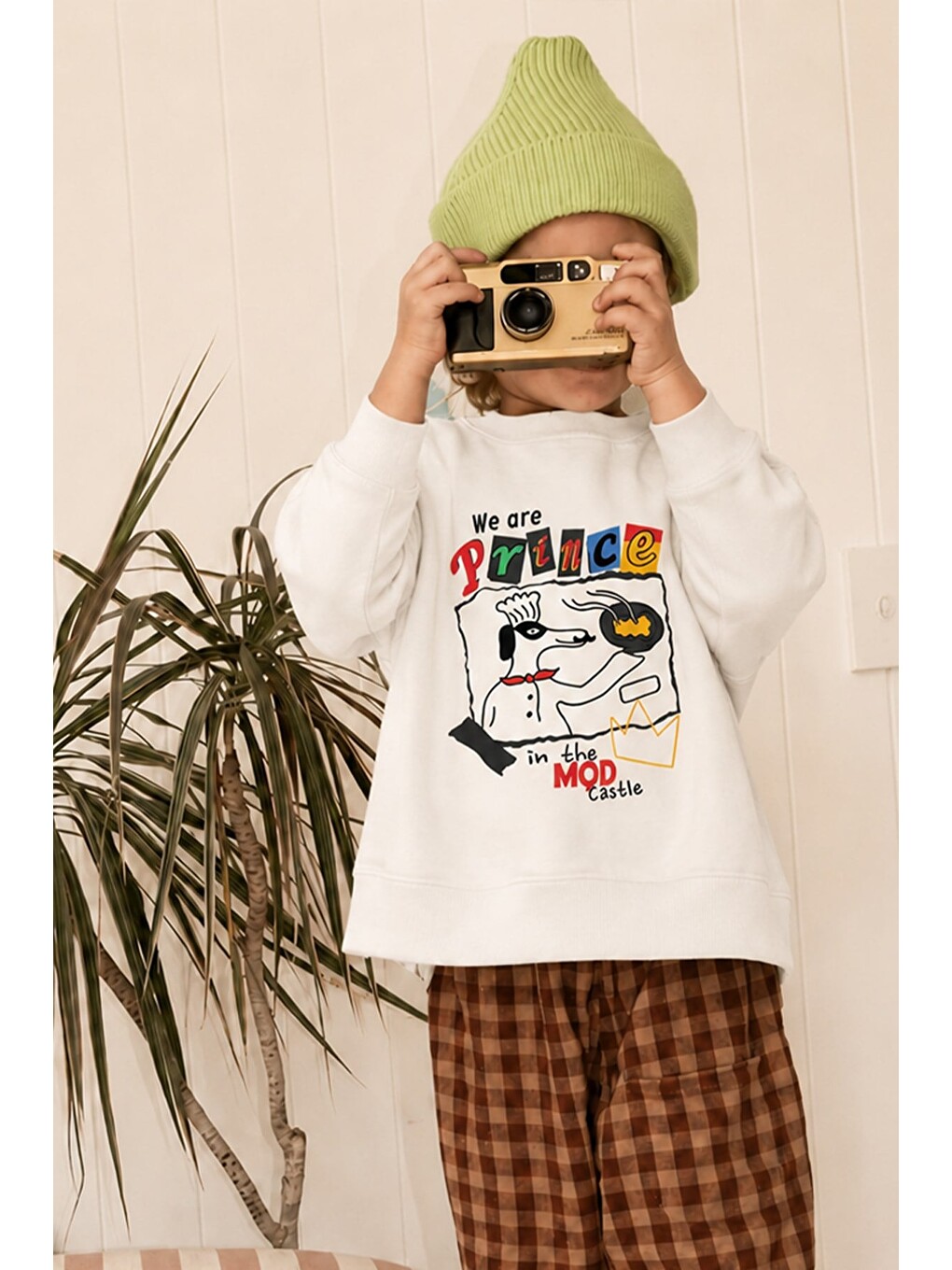 Ekru Erkek Çocuk 3 İplik Kumaş Baskılı Pamuklu Sweatshirt-2