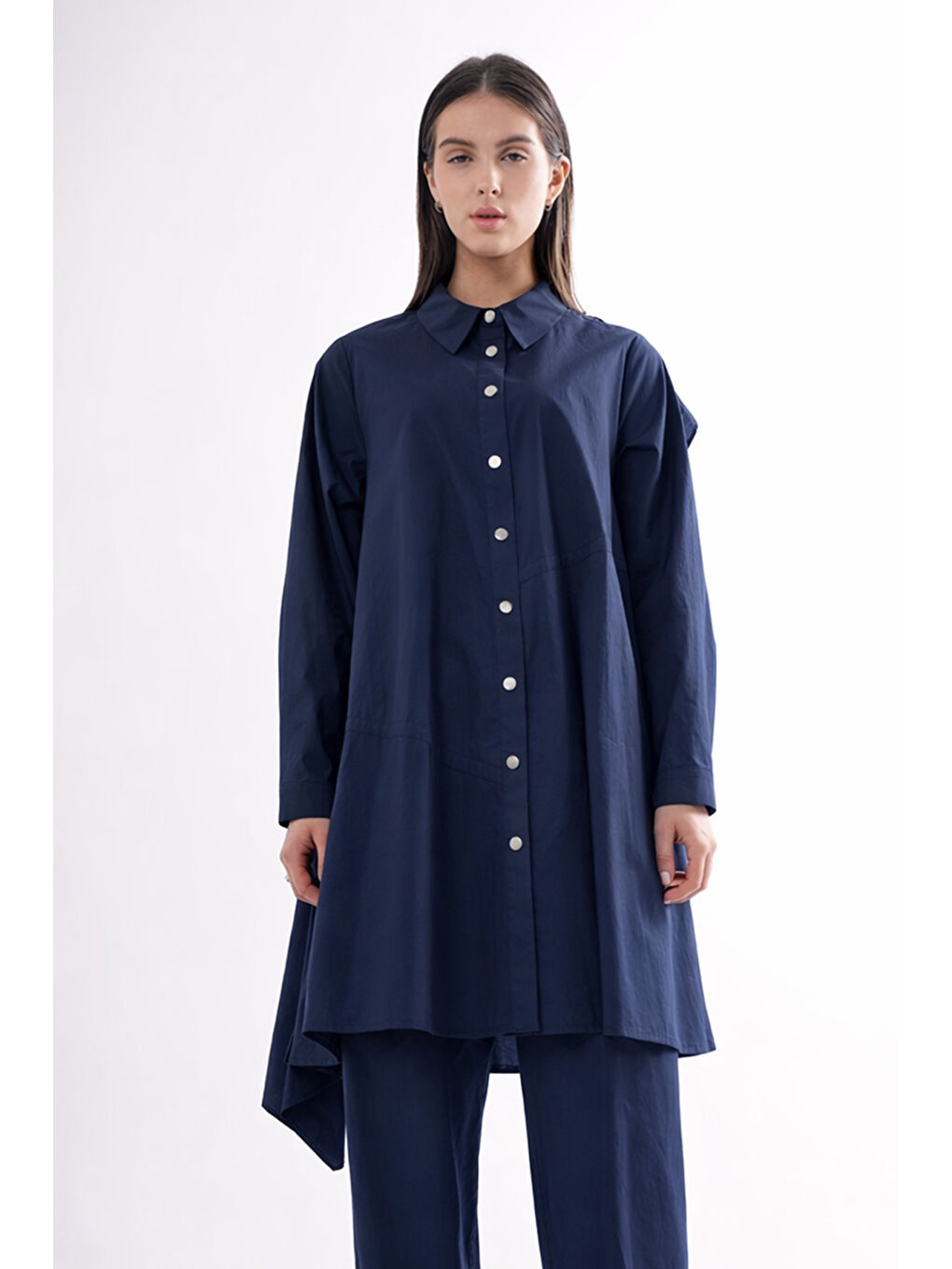 Arkası Fermuar Detaylı Paper Touch Tunik 116 Lacivert-1