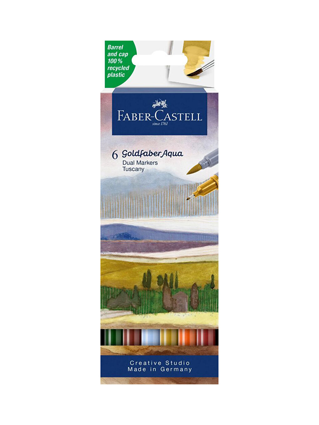 Goldfaber Aqua Çift Uçlu Markör 6'lı Mnzr Set,Su Bazlı, Fırça ve Fineliner Uçlu,Yıkanabilir Mürekkep