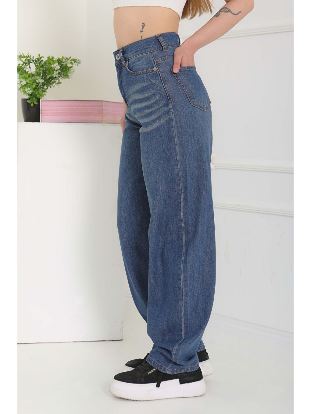 Baggy Jean Pantolon Koyu Mavi   27098-5