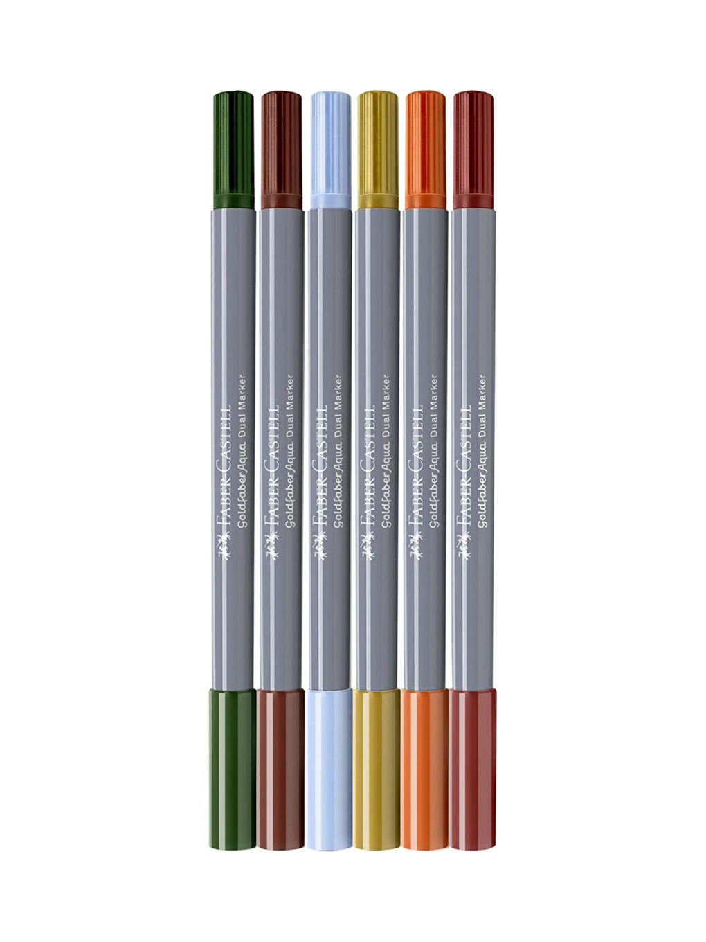 Goldfaber Aqua Çift Uçlu Markör 6'lı Mnzr Set,Su Bazlı, Fırça ve Fineliner Uçlu,Yıkanabilir Mürekkep-1