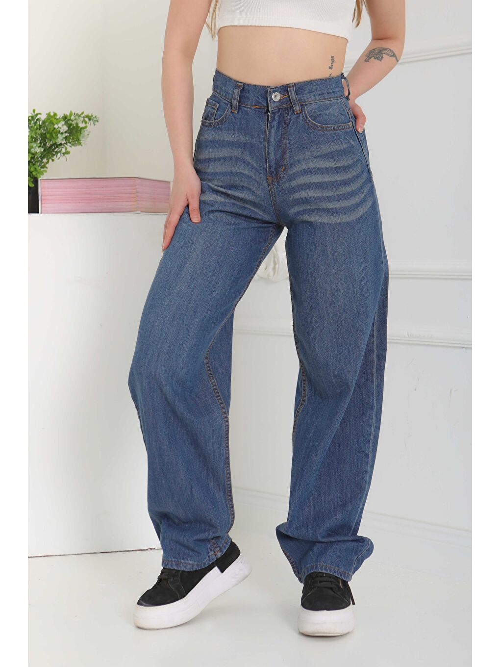 Baggy Jean Pantolon Koyu Mavi   27098-6