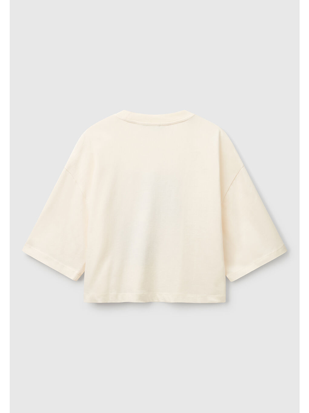United Colors Of Benetton Ekru Kadın Krem 100 Pamuk Çiçek Desenli Boxy Fit T Shirt - 3