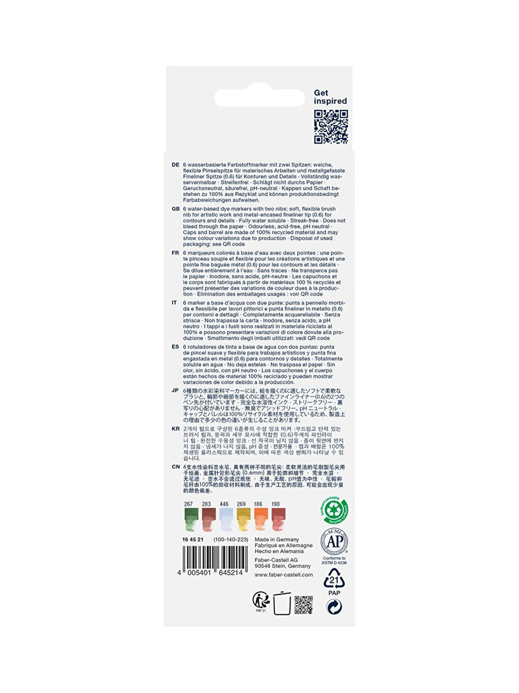 Goldfaber Aqua Çift Uçlu Markör 6'lı Mnzr Set,Su Bazlı, Fırça ve Fineliner Uçlu,Yıkanabilir Mürekkep-2