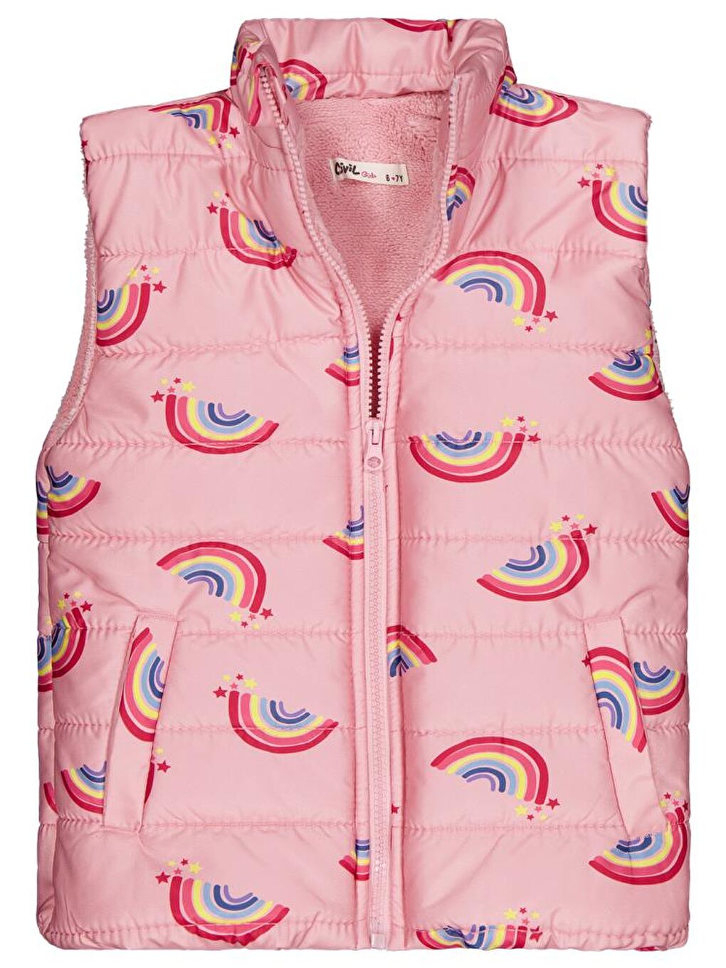 Pembe Girls Rainbow Baskılı 6-9 Yaş Yelek-1