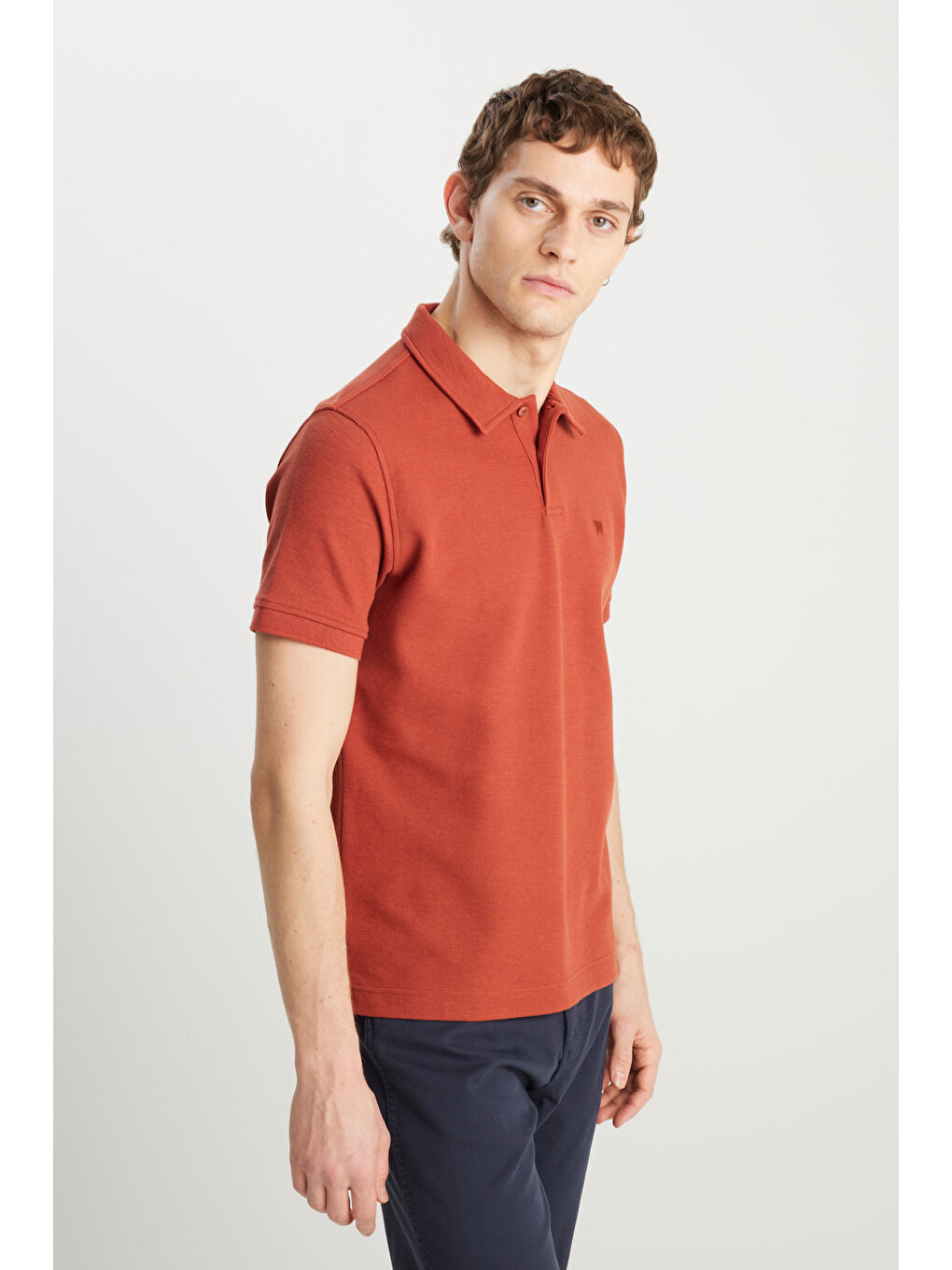 Bordo Regular Fit Normal Kesim Kiremit Rengi Polo Yaka Tişört-1