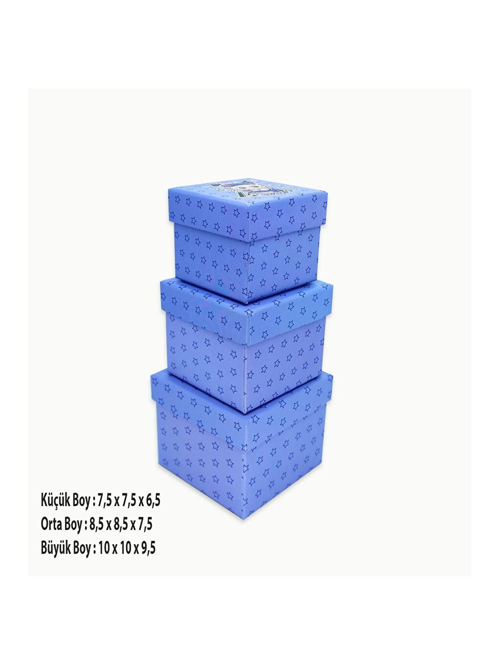 Mavi Labubu Seri  2 Desenli 3 lü Hediye  Kutusu Seti   Mini Kutu Seti-3