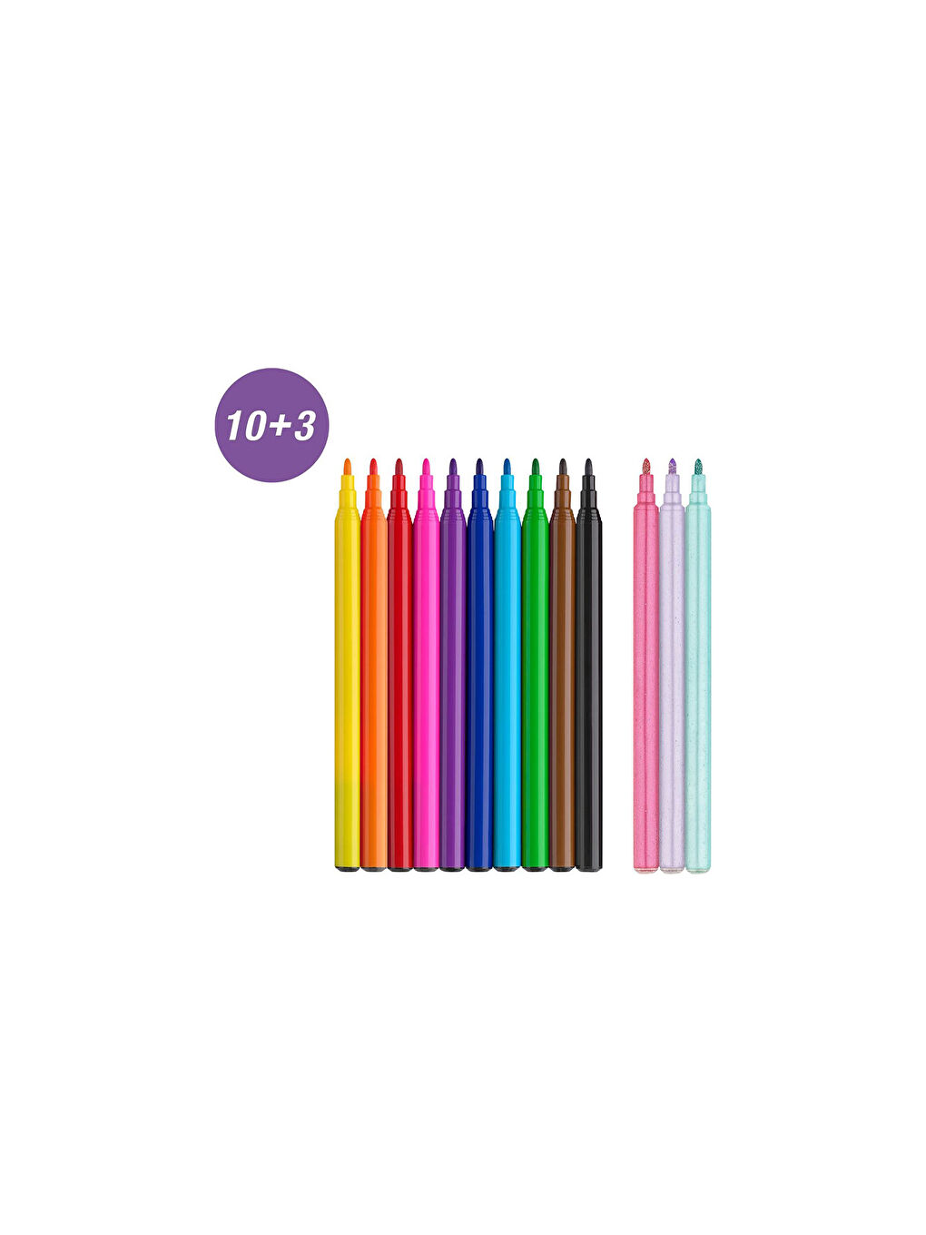 Keçeli Kalem 13'lü Set – 10 Renk + 3 Parıltılı Kalem, Çıkartmalı-2