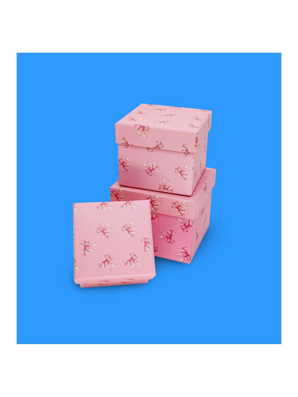 Pembe Fiyonk Desenli 3 lü Hediye  Kutusu Seti   Mini Kutu Seti-2