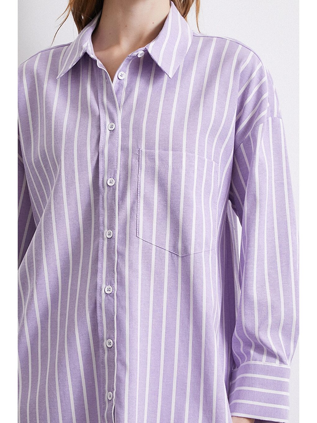 Lila Çizgili Gömlek Lila-2