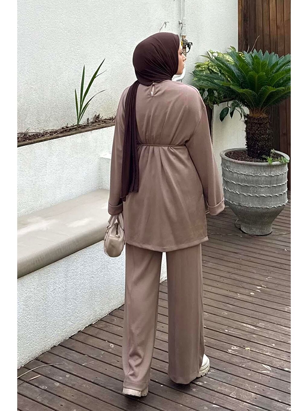 Kahverengi İkili Tesettür Takım Soft Kahve-3