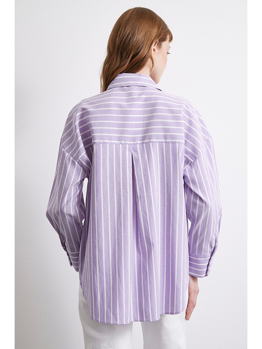 Lila Çizgili Gömlek Lila-3