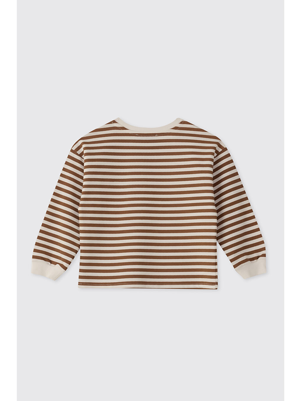 Kahverengi Erkek Bebek Çizgi Desenli Kahve Tişört-1