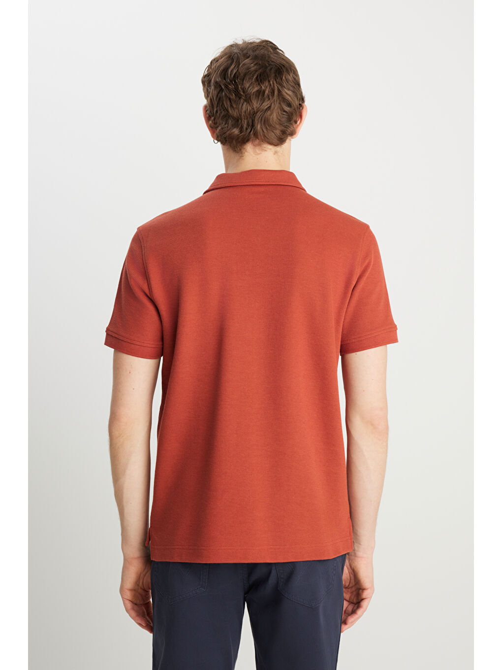 Bordo Regular Fit Normal Kesim Kiremit Rengi Polo Yaka Tişört-4